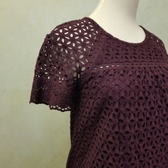 J. Crew Eyelet purple Top size 00 (H6) - Picture 6 of 8